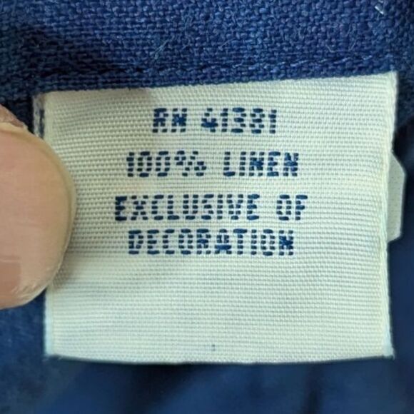 Ralph Lauren Size XL Ocean Wash Linen Blue Shirt Long Sleeves Red Pony Preppy - Picture 7 of 9